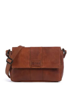 Bronco Ceslie Umhängetasche fein genarbtes Leder cognac