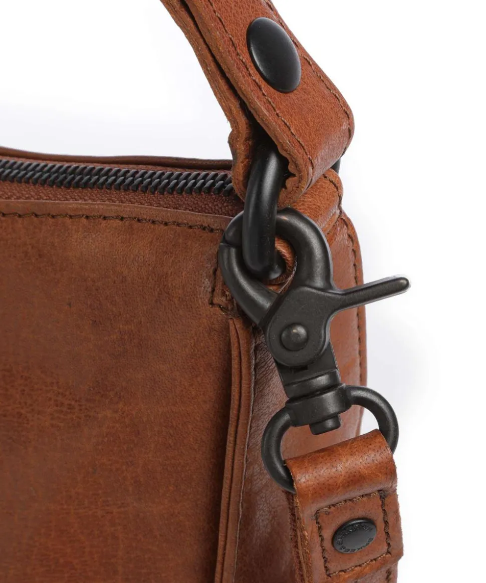 Bronco Colleen Schultertasche genarbtes Leder braun