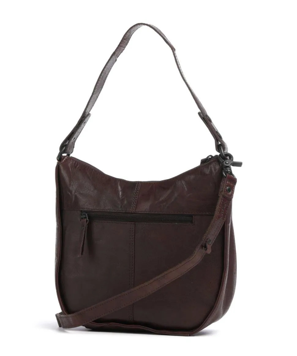 Bronco Colleen Schultertasche genarbtes Leder dunkelbraun