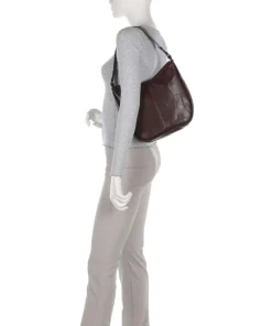Bronco Colleen Schultertasche genarbtes Leder dunkelbraun