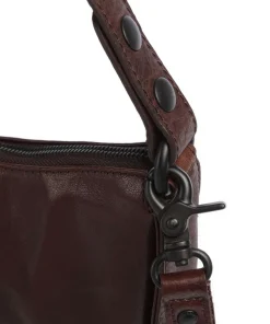 Bronco Colleen Schultertasche genarbtes Leder dunkelbraun