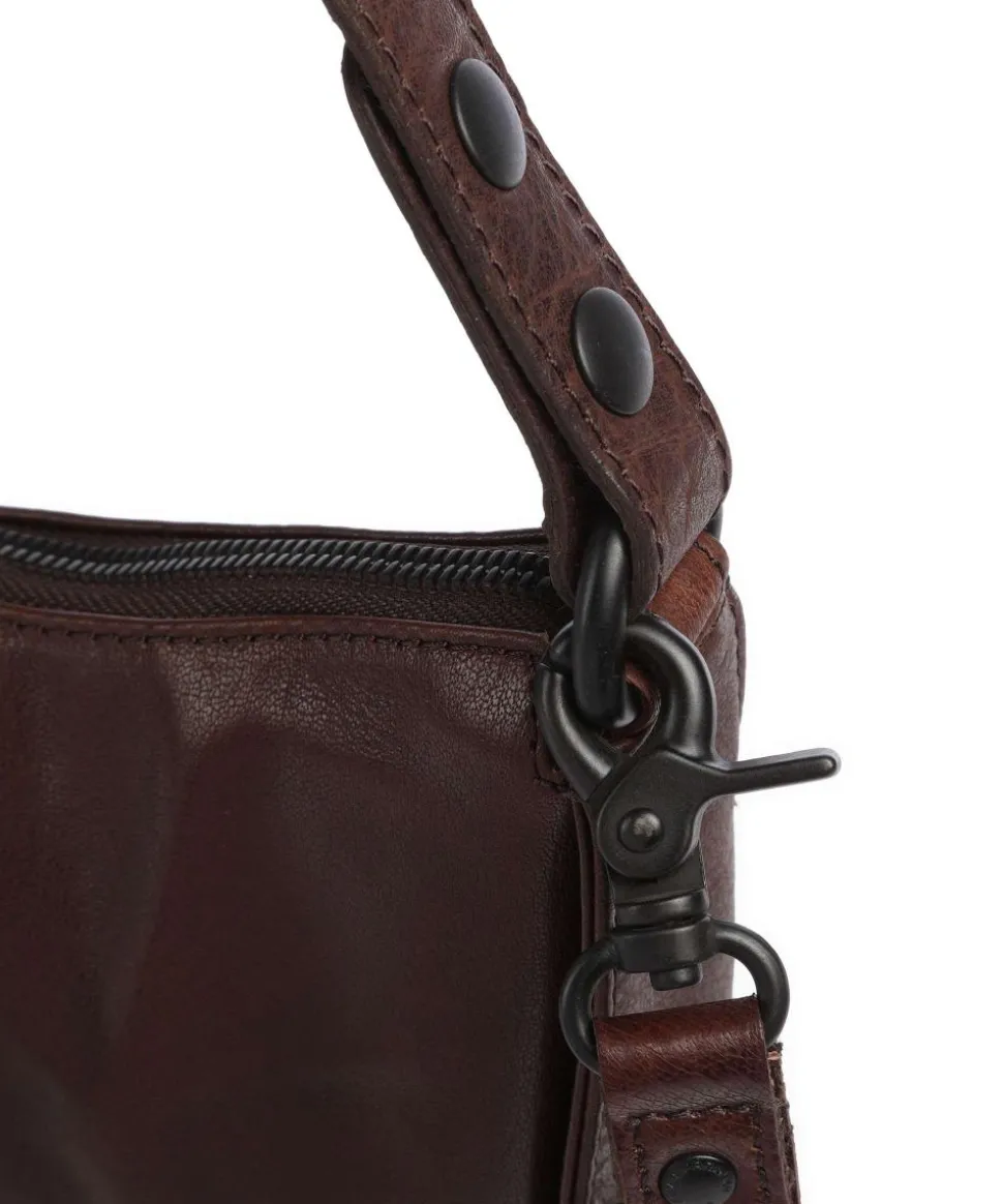 Bronco Colleen Schultertasche genarbtes Leder dunkelbraun