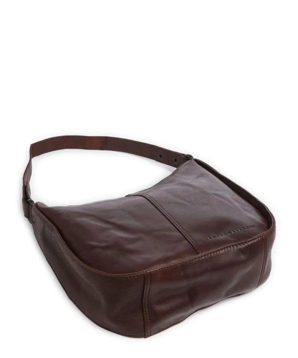 Bronco Colleen Schultertasche genarbtes Leder dunkelbraun