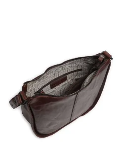 Bronco Colleen Schultertasche genarbtes Leder dunkelbraun