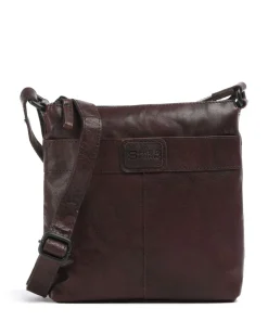 Bronco Deborah Umhängetasche fein genarbtes Leder dunkelbraun