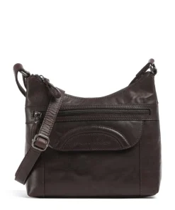 Bronco Elien Umhängetasche fein genarbtes Leder dunkelbraun