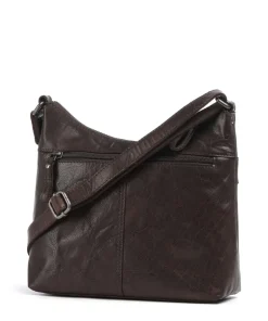 Bronco Elien Umhängetasche fein genarbtes Leder dunkelbraun