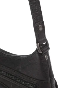 Bronco Elien Umhängetasche fein genarbtes Leder schwarz