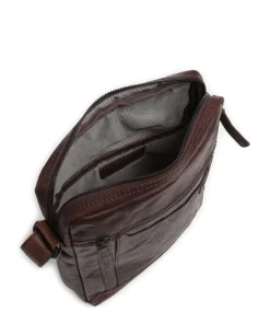 Bronco Jayed Umhängetasche 13″ genarbtes Leder dunkelbraun
