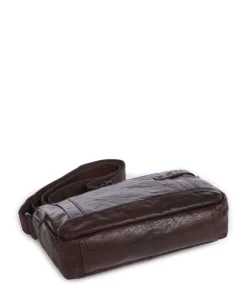 Bronco Kyrillos Umhängetasche genarbtes Leder dunkelbraun