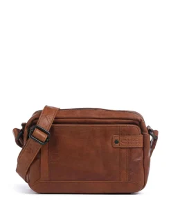 Bronco Kyrillos Umhängetasche genarbtes Leder braun