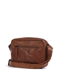 Bronco Kyrillos Umhängetasche genarbtes Leder braun