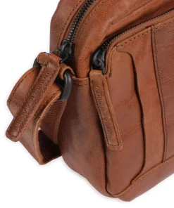 Bronco Kyrillos Umhängetasche genarbtes Leder braun