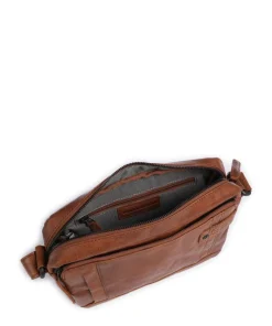 Bronco Kyrillos Umhängetasche genarbtes Leder braun