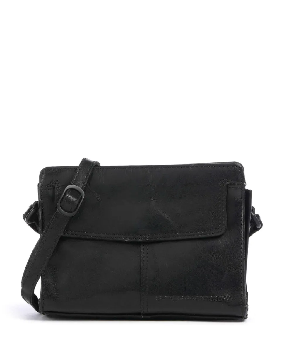 Bronco Leyla Umhängetasche fein genarbtes Leder schwarz