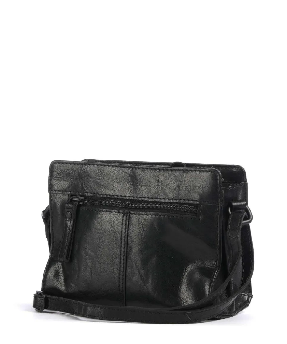 Bronco Leyla Umhängetasche fein genarbtes Leder schwarz