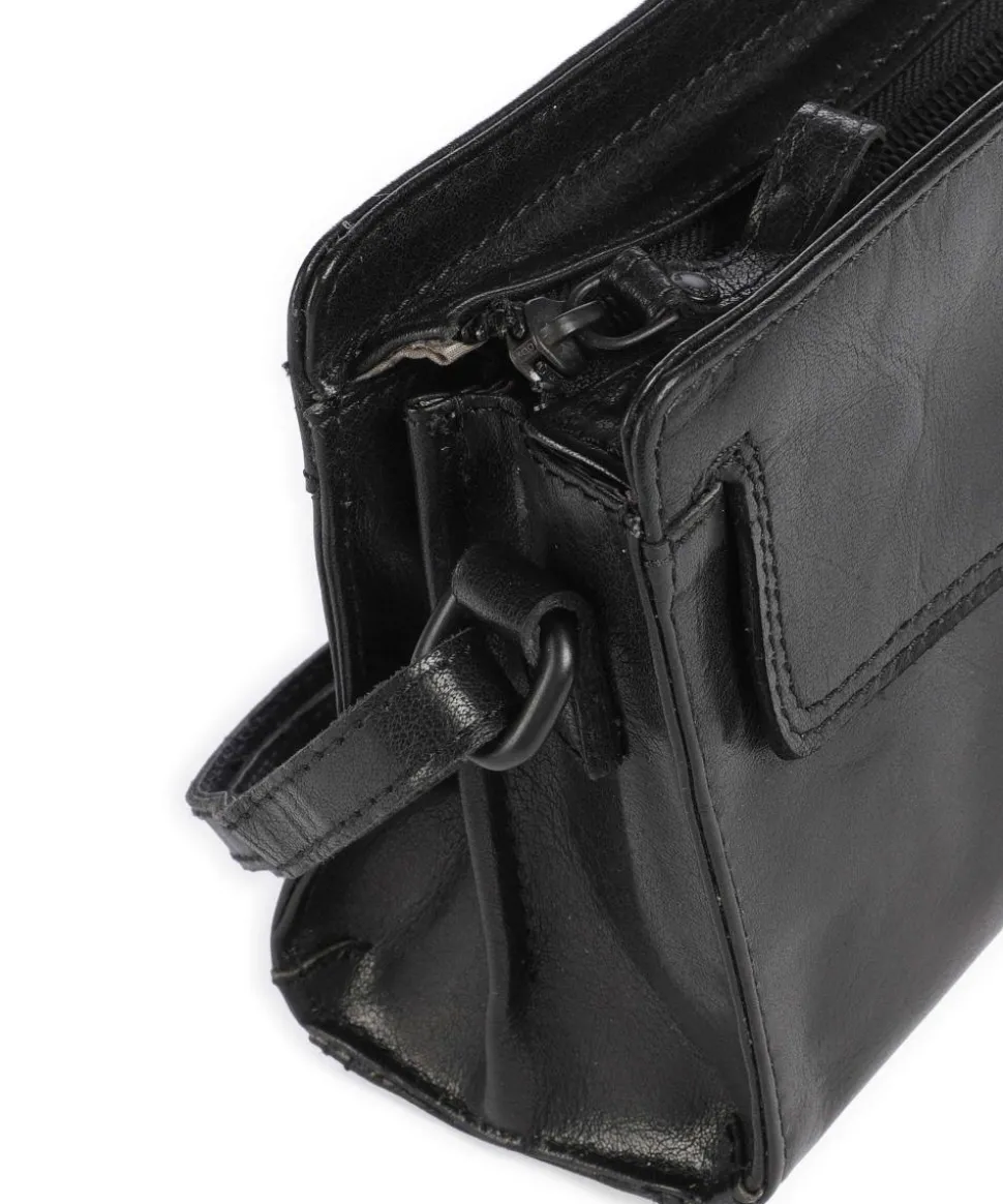 Bronco Leyla Umhängetasche fein genarbtes Leder schwarz