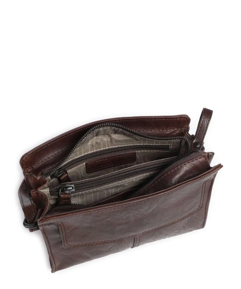 Bronco Leyla Umhängetasche fein genarbtes Leder dunkelbraun