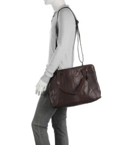 Bronco Lilian Laptoptasche 15″ fein genarbtes Leder dunkelbraun