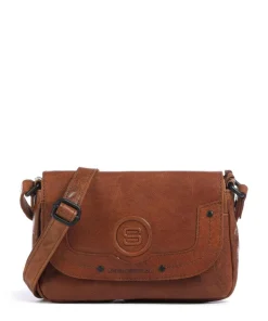 Bronco Linne Umhängetasche fein genarbtes Leder cognac