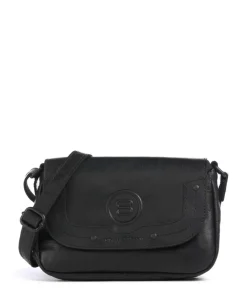 Bronco Linne Umhängetasche fein genarbtes Leder schwarz