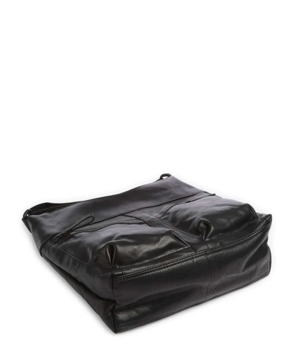 Bronco Morgane Umhängetasche genarbtes Leder schwarz