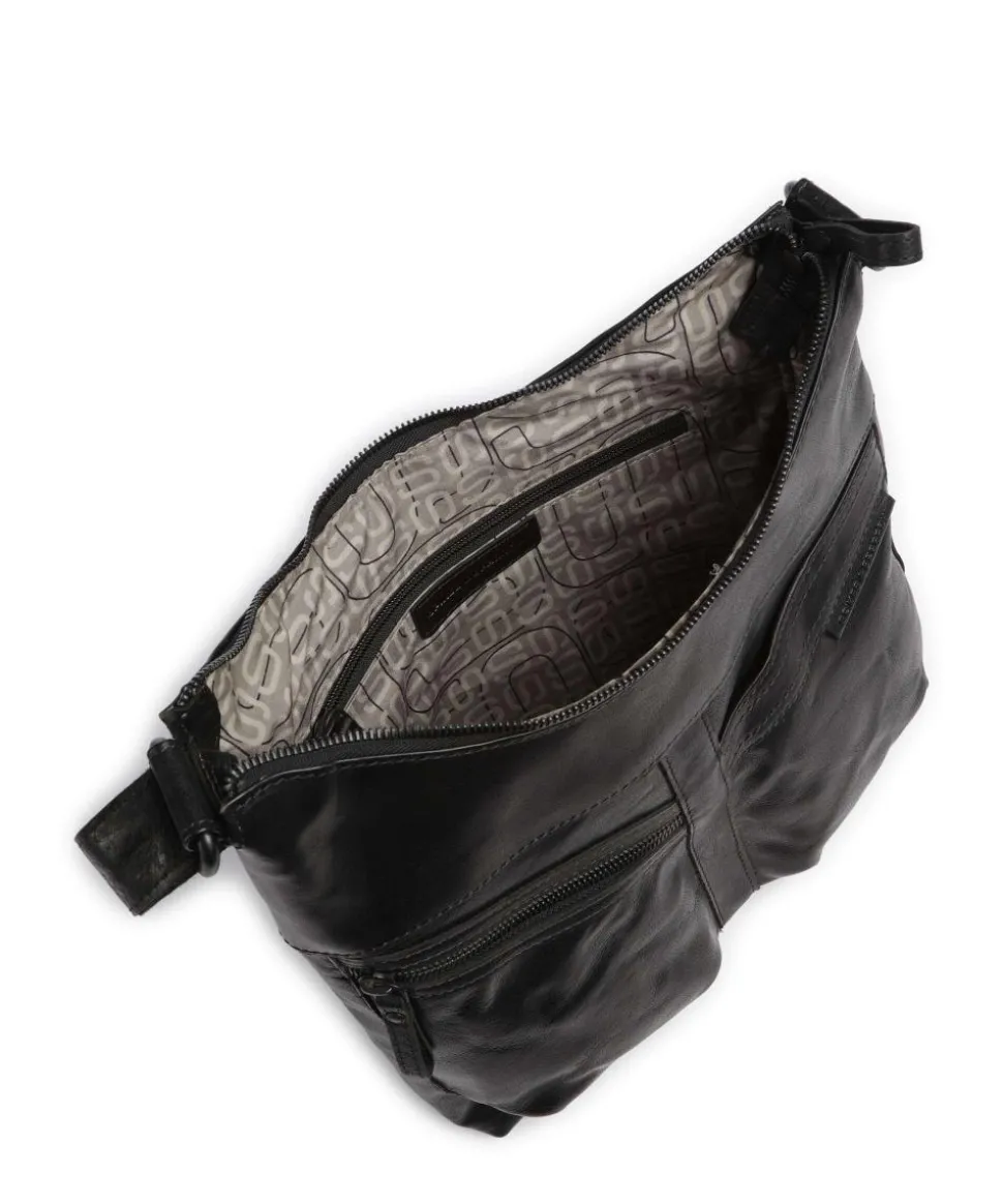 Bronco Morgane Umhängetasche genarbtes Leder schwarz
