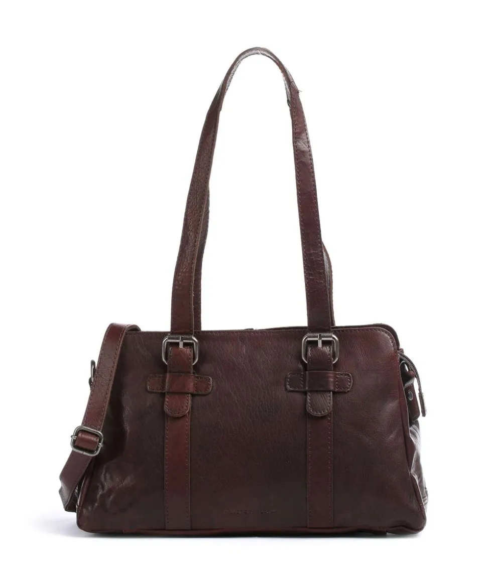 Bronco Schultertasche Büffelleder dunkelbraun