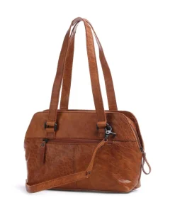 Bronco Schultertasche fein genarbtes Leder cognac