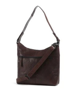 Bronco Sherrill Beuteltasche fein genarbtes Leder dunkelbraun