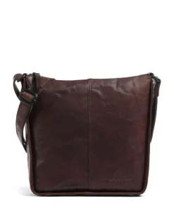 Bronco Titia Umhängetasche genarbtes Leder dunkelbraun