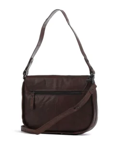 Bronco Yaris Schultertasche genarbtes Leder dunkelbraun