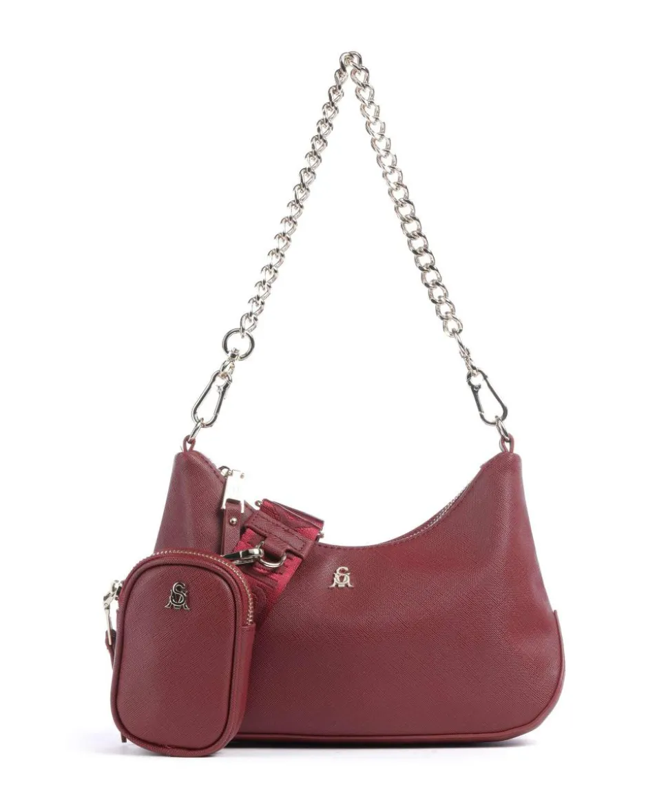 BSIN Schultertasche Lederimitat dunkelrot