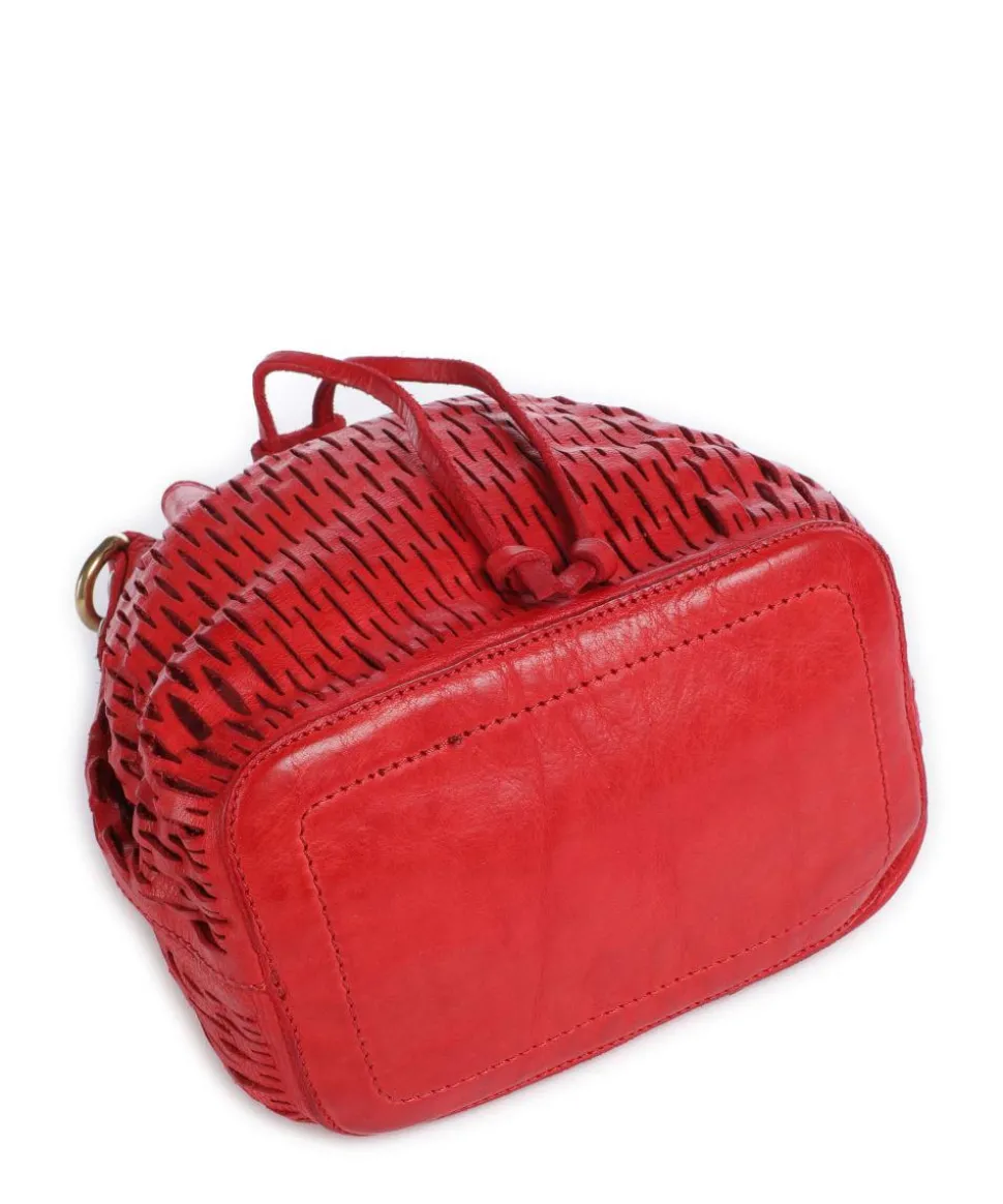 Bucket bag genarbtes Rindsleder rot