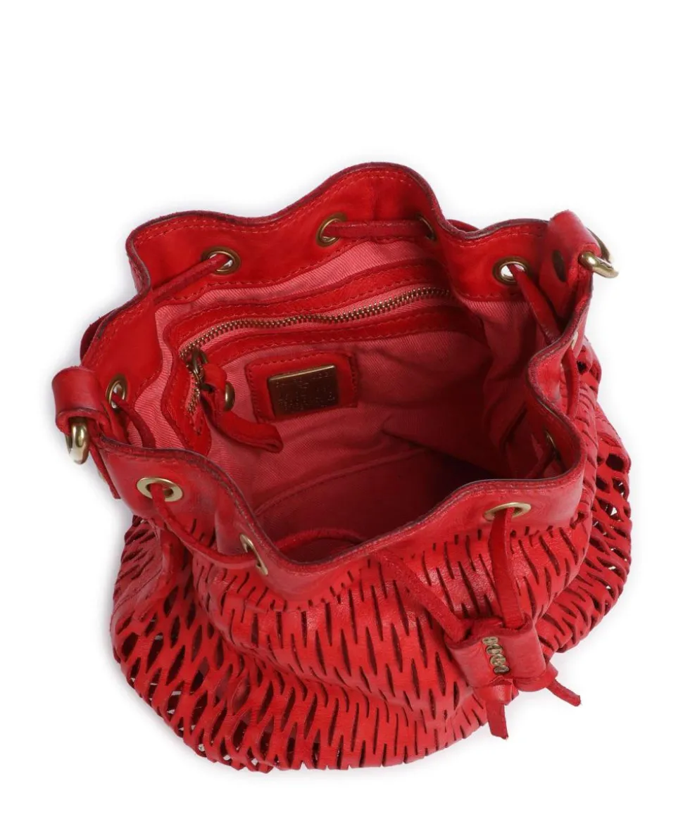Bucket bag genarbtes Rindsleder rot