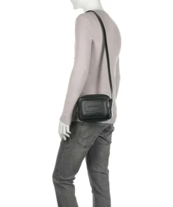 Business Regenerated Umhängetasche genarbtes Rindsleder schwarz