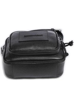 Business Regenerated Umhängetasche genarbtes Rindsleder schwarz