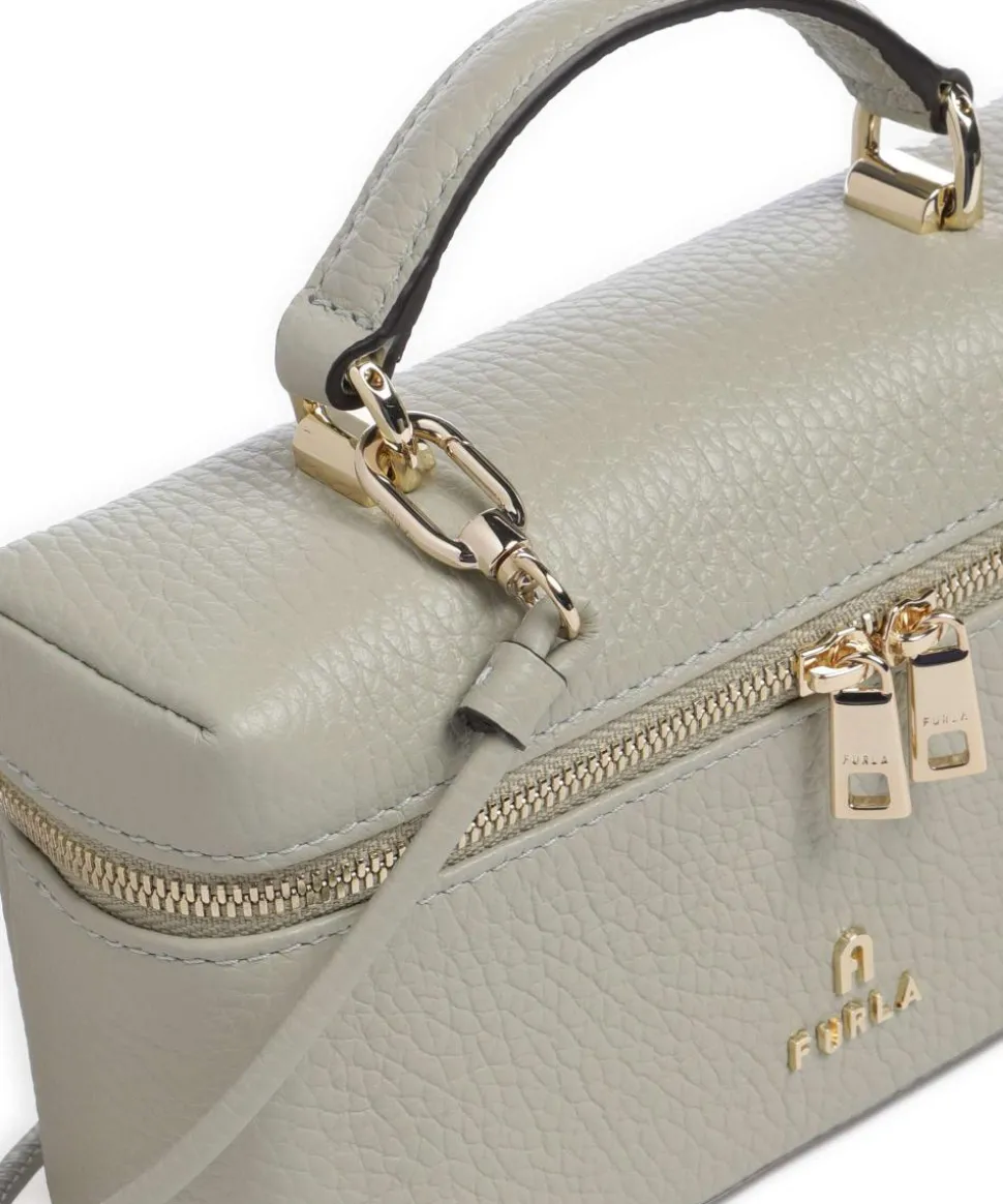 Camelia Micro Umhängetasche genarbtes Leder graugrün