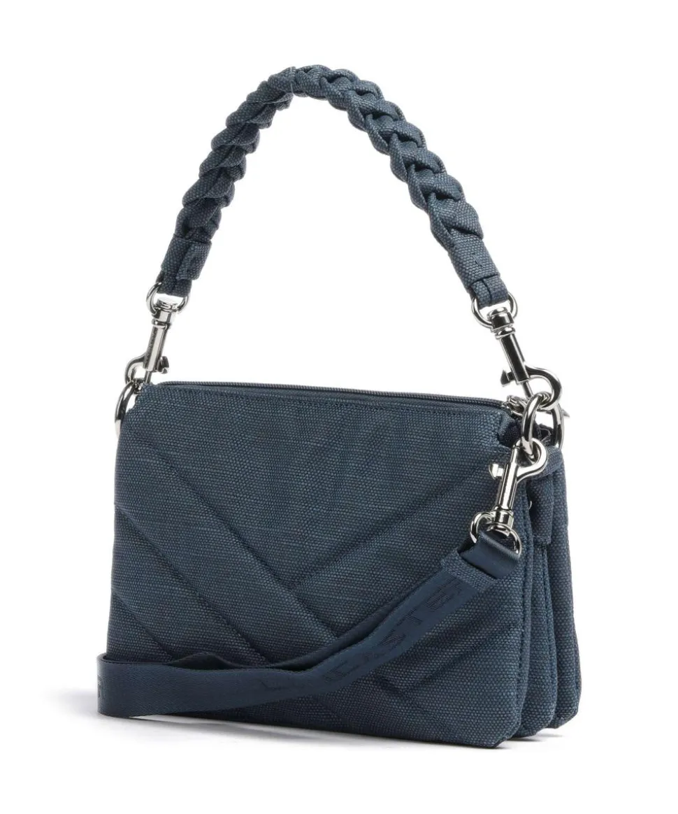 Canvas Matelassé Schultertasche Canvas dunkelblau