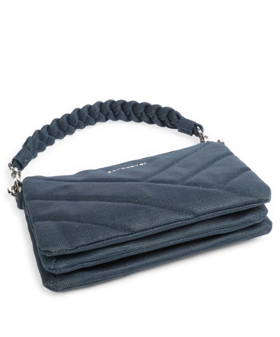 Canvas Matelassé Schultertasche Canvas dunkelblau