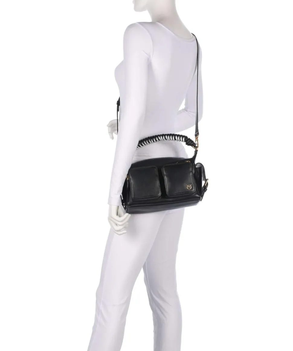 Cargo Schultertasche fein genarbtes Kalbsleder schwarz