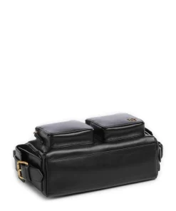 Cargo Schultertasche fein genarbtes Kalbsleder schwarz