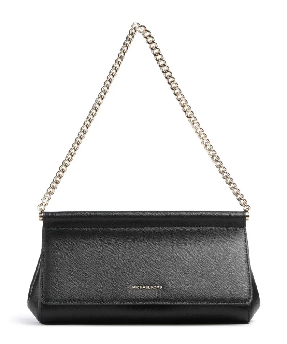 Carmine Medium Schultertasche genarbtes Leder schwarz