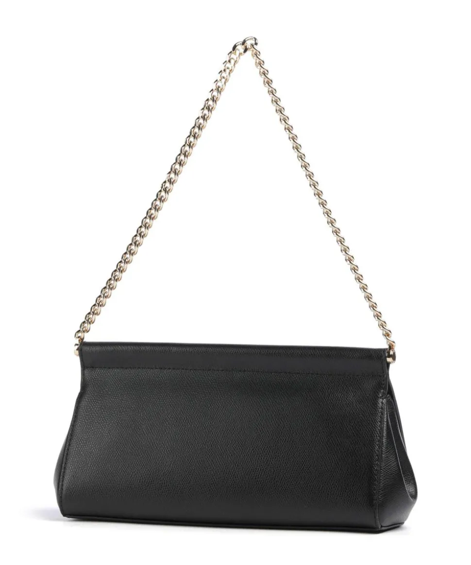 Carmine Medium Schultertasche genarbtes Leder schwarz