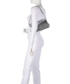 Carmine Schultertasche genarbtes Leder silber