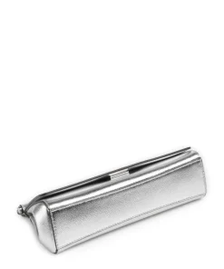 Carmine Schultertasche genarbtes Leder silber