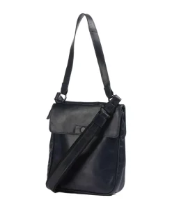 Caugio Schultertasche fein genarbtes Rindsleder dunkelblau