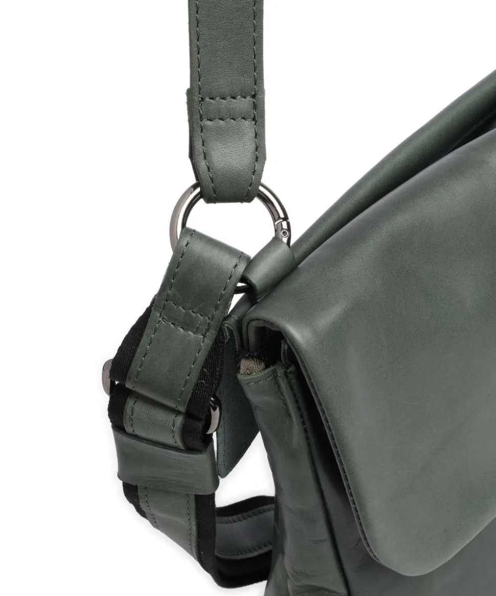 Caugio Schultertasche fein genarbtes Rindsleder dunkelgrün