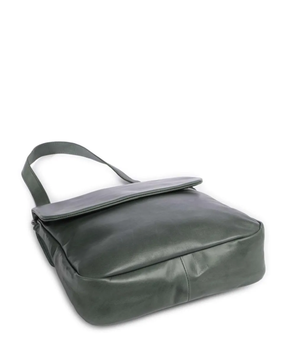 Caugio Schultertasche fein genarbtes Rindsleder dunkelgrün