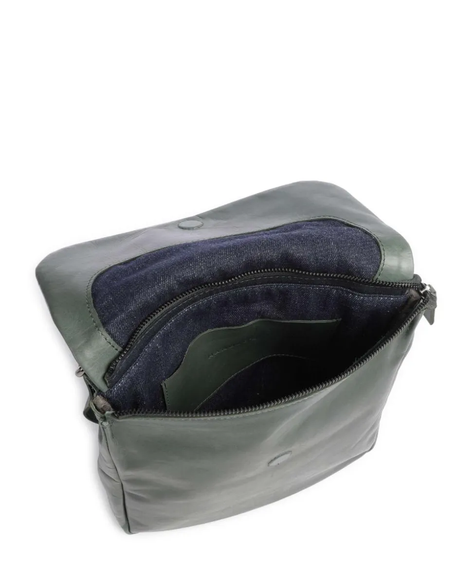 Caugio Schultertasche fein genarbtes Rindsleder dunkelgrün